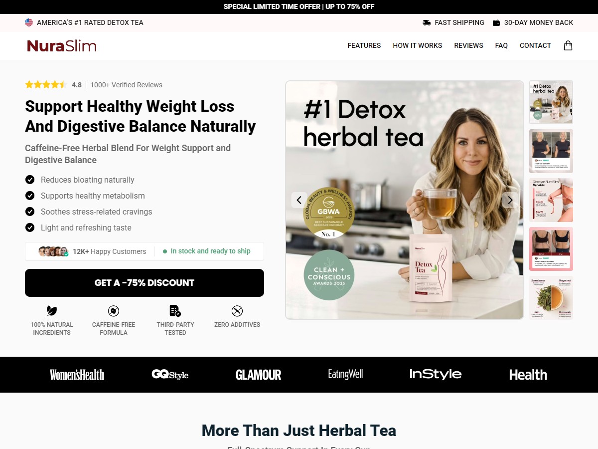 NuraSlim Detox Tea ~ CTC $25.99 [US, DE, CA, AU, UK, FR, IL, +232 More]