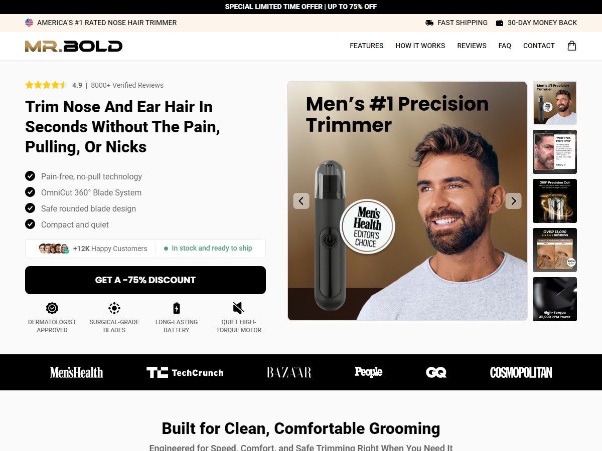 MrBoldPro Nose Hair Trimmer ~ CTC $49.99 [US, DE, CA, AU, UK, FR, IL, +232 More]
