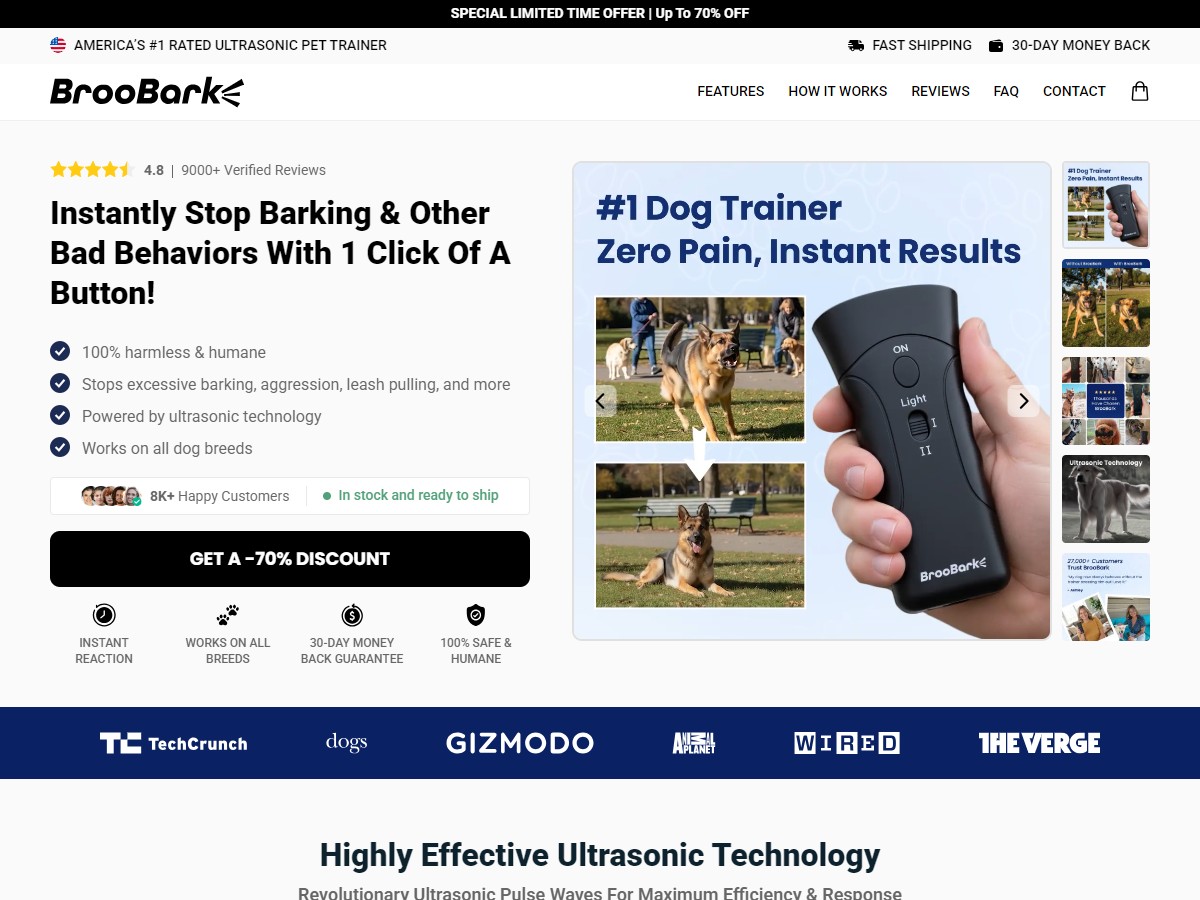 BrooBark Dog Training Device ~ CTC $39.95 [US, DE, CA, AU, UK, FR, IL, +232 More]