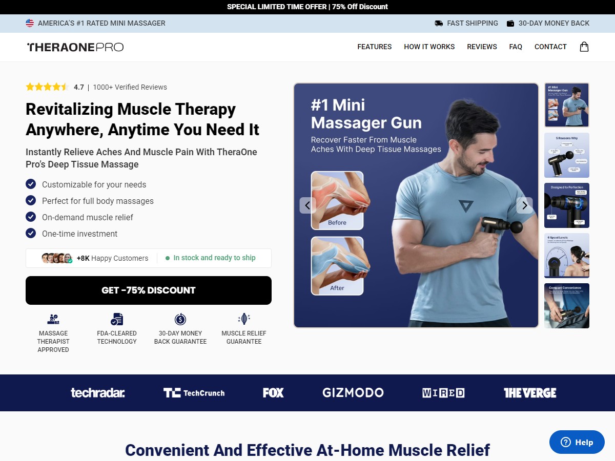 TheraOne Pro Massage Gun ~ CTC $69.99 [US, DE, CA, AU, UK, FR, IL, +232 More]