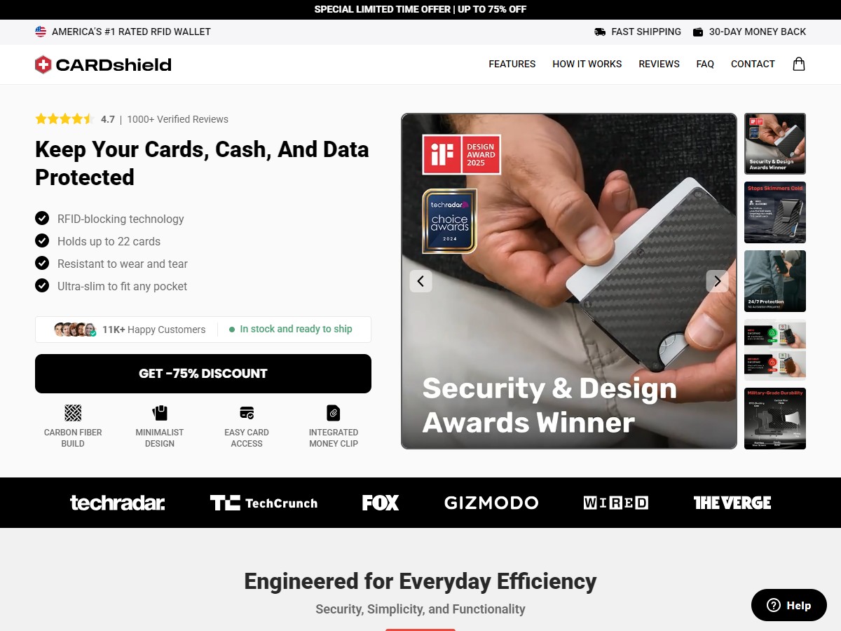 CardShield RFID Wallet ~ CTC $49.99 [US, DE, CA, AU, UK, FR, IL, +232 More]