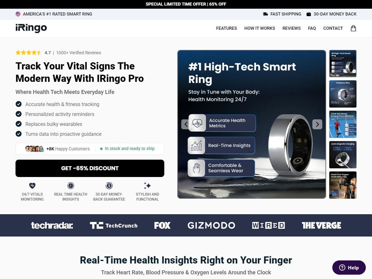 iRingo Pro Smart Ring Tracker ~ CTC $99.99 [US, DE, CA, AU, UK, FR, IL, +232 More]