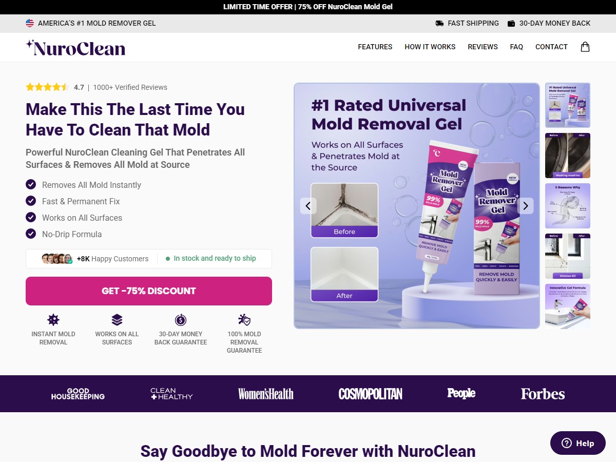 **HOT** NuroClean Mold Remover ~ CTC $25.59 {+Advertorial, DTC, Alt-Landers} [US, DE, CA, AU, UK, FR, IL, +232 More]