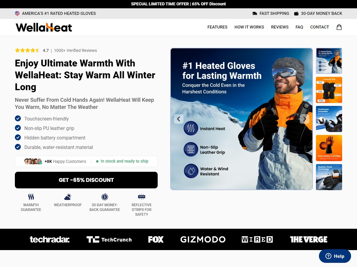 WellaHeat Heated Gloves ~ CTC $99.99 [US, DE, CA, AU, UK, FR, IL, +232 More]