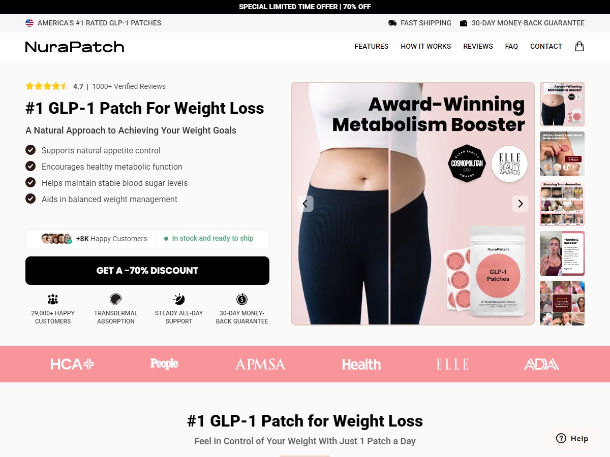 NuraPatch GLP-1 patches ~ CTC $29.99 [US, DE, CA, AU, UK, FR, IL, +232 More]