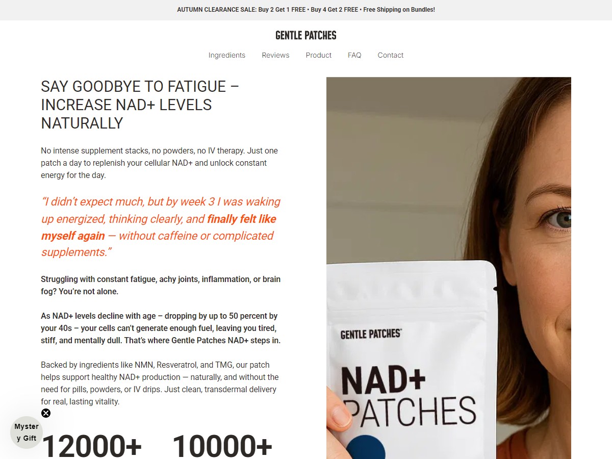 NAD+ Patches - Cellular Energy & Anti-Aging Support ~ No Paid Search - No SEO [US, DE, CA, AU, UK]