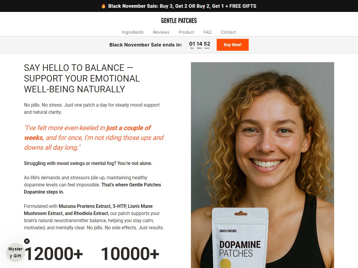 Dopamine Patches ~ Mental Focus, Energy & Wellness Support - No Paid Search - No SEO [US, DE, CA, AU, UK]