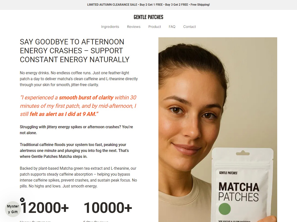 Matcha Patches - Focus, Glow, & Inner Balance Support ~ No Paid Search - No SEO [US, DE, CA, AU, UK]