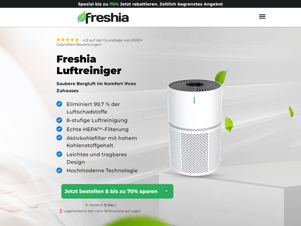 Image of Freshia Air Purifier ~ CTC €134,95