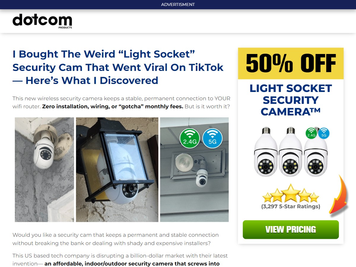 Light Socket Security Camera [US, CA, AU, UK]