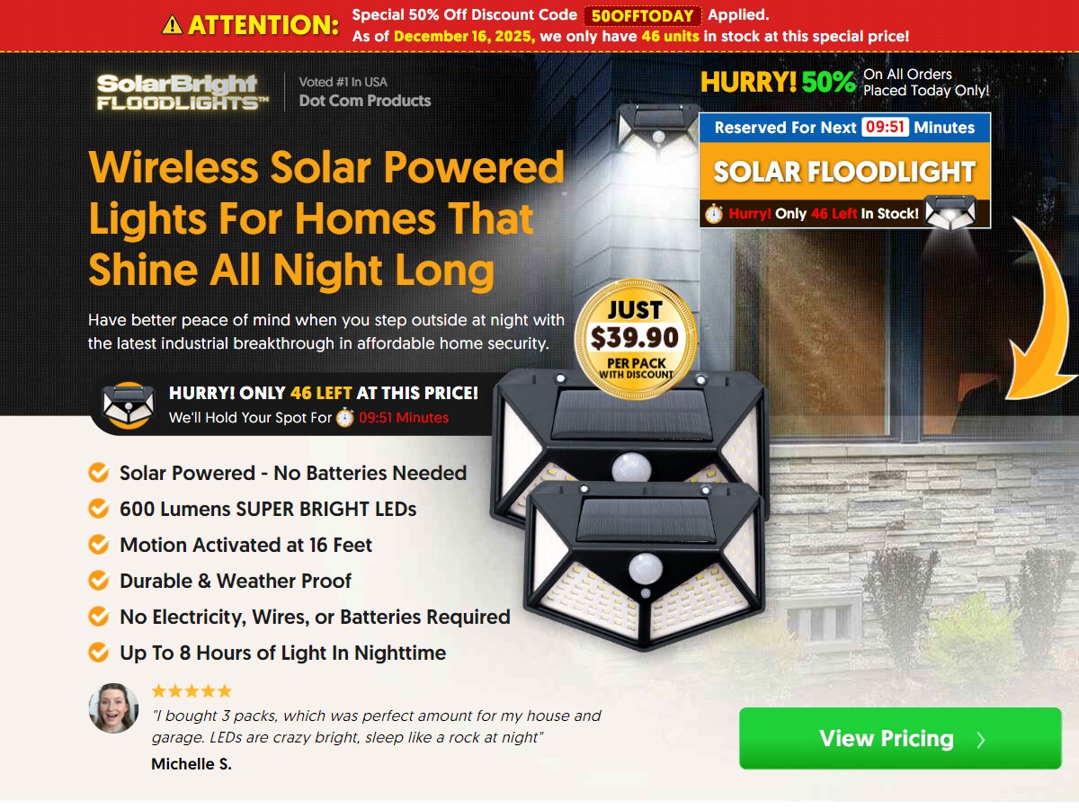 Solar Bright Flood Lights V2 [US, CA, AU, UK]