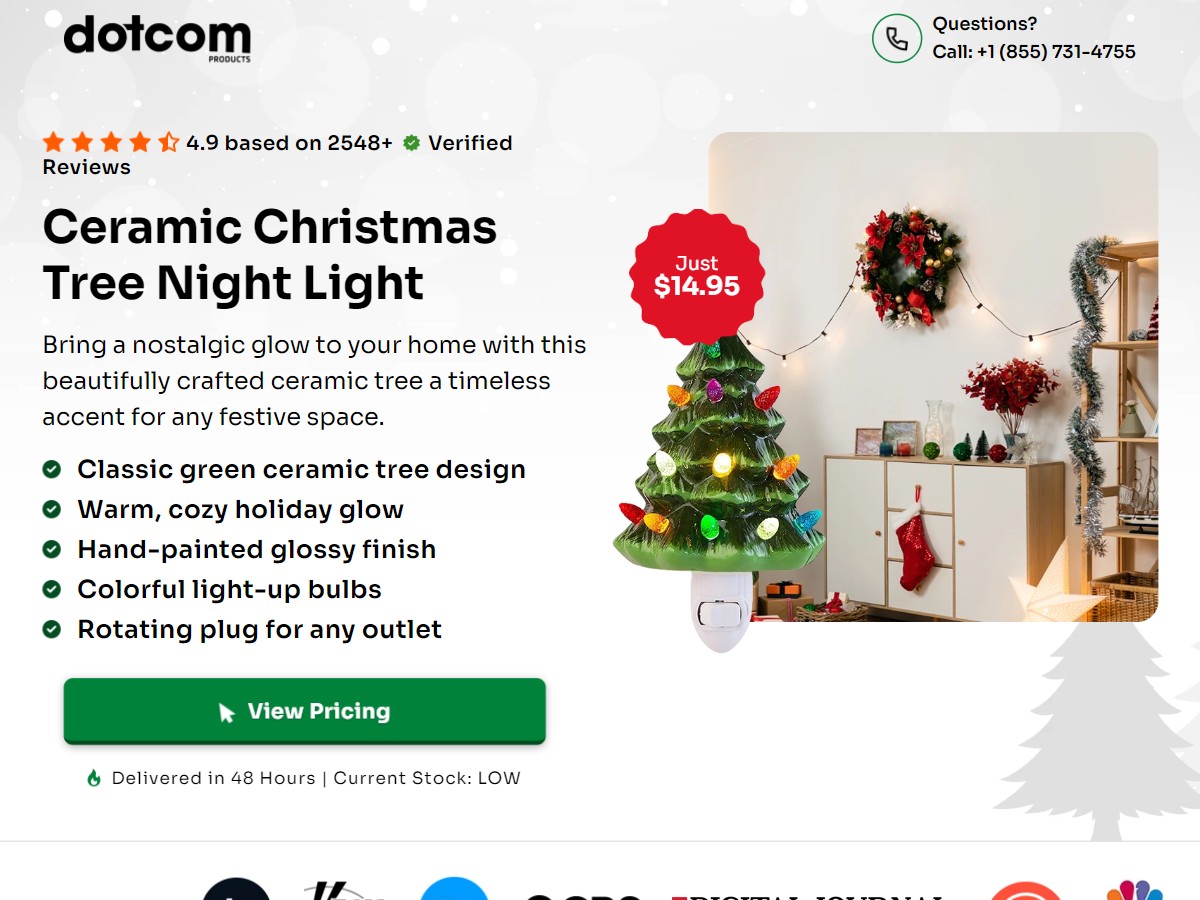 Ceramic Christmas Tree Night Light [US, CA, AU, UK]