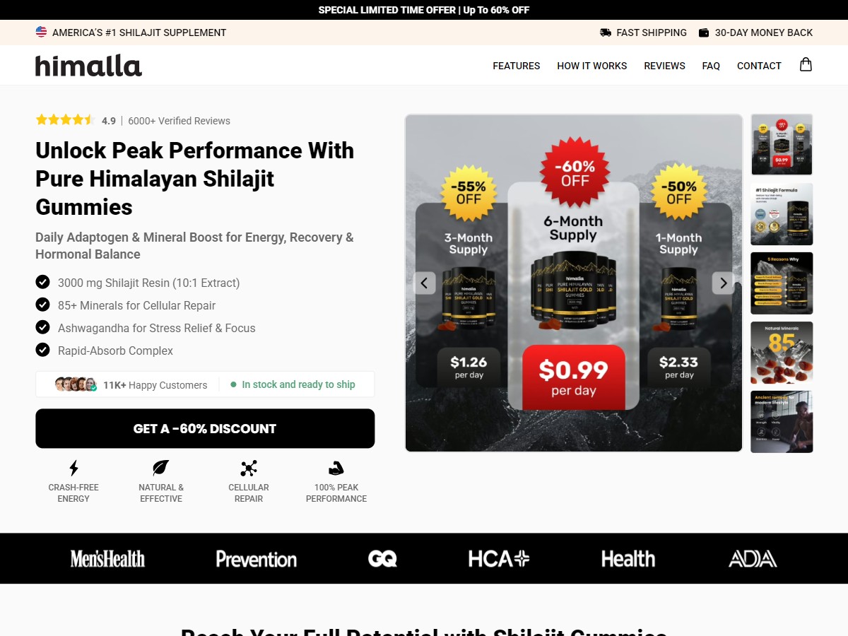 Shilajit Gummies Himalla ~ CTC $69.99 [US, DE, CA, AU, UK, FR, IL, +232 More]