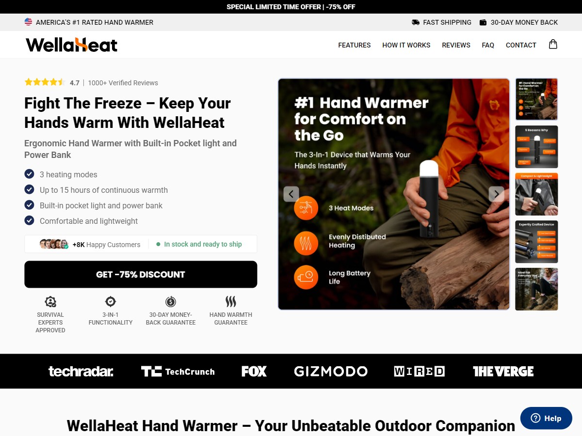 WellaHeat Hand Warmer ~ CTC $49.99 [US, DE, CA, AU, UK, FR, IL, +232 More]