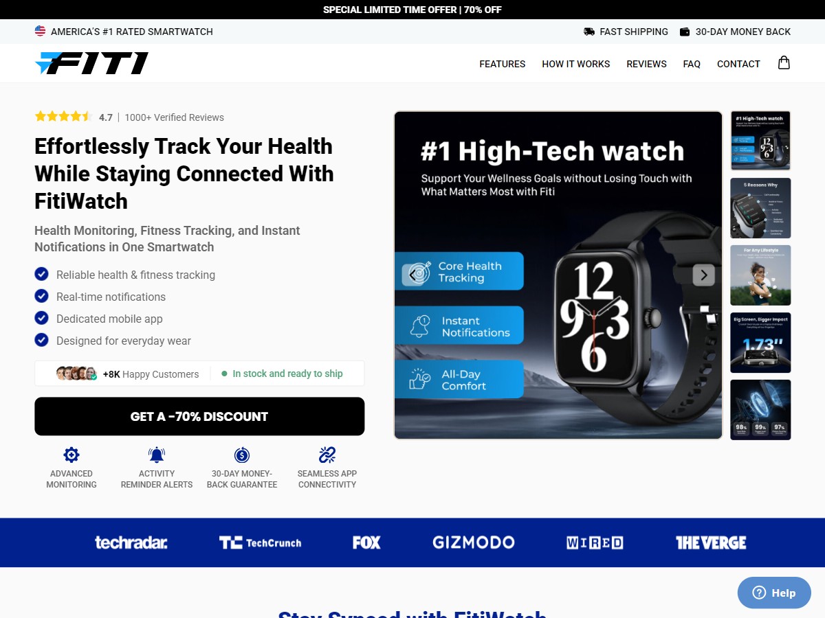 Image of FitiWatch Smartwatch ~ CTC $99.99