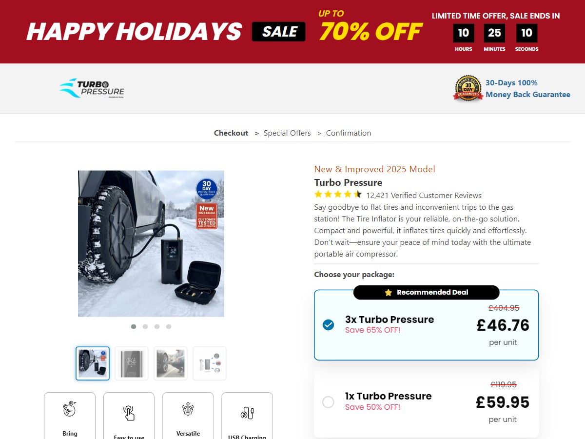 Turbo Pressure Tire Inflator ~ CTC £59.95 [UK]