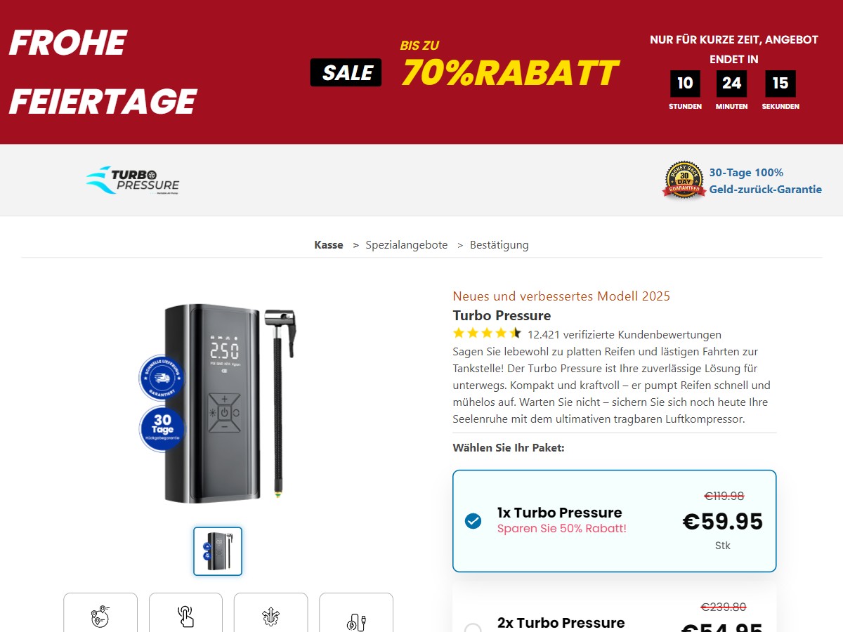 Turbo Pressure Tire Inflator ~ CTC €59,95 [DE, AT]