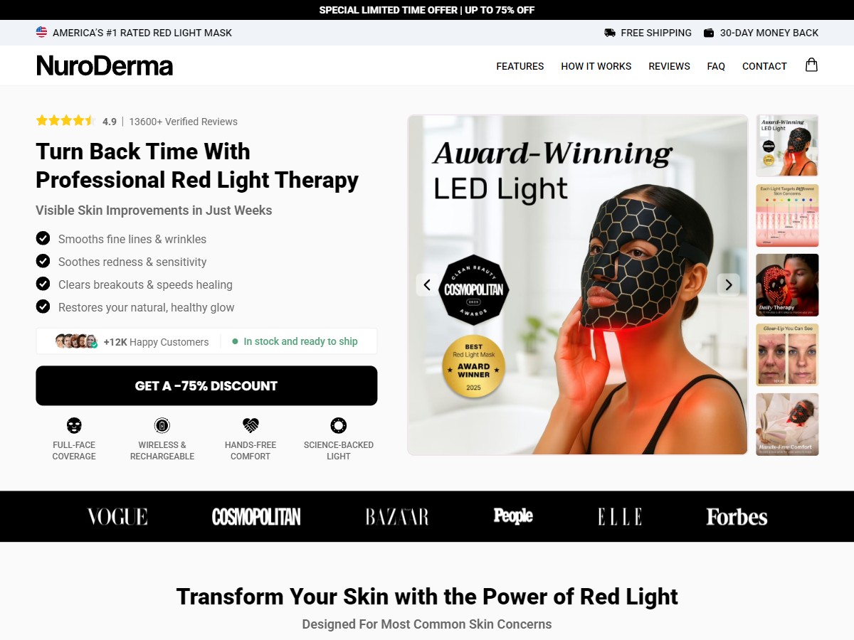 NuroDerma Red Light Mask ~ CTC $169.99 [US, DE, CA, AU, UK, FR, IL, +232 More]