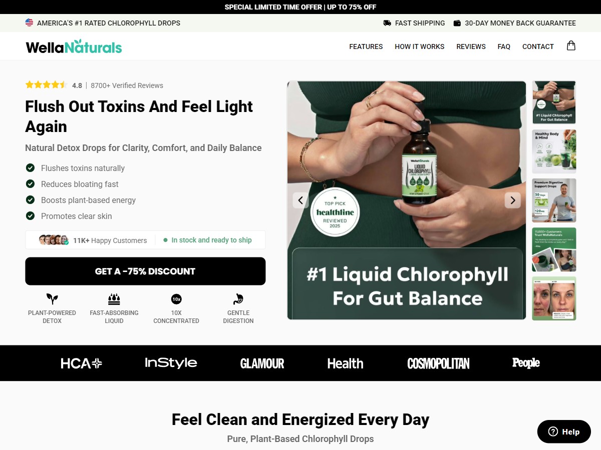 WellaNaturals Chlorophyll Drops ~ CTC $44.99 [US, DE, CA, AU, UK, FR, IL, +232 More]