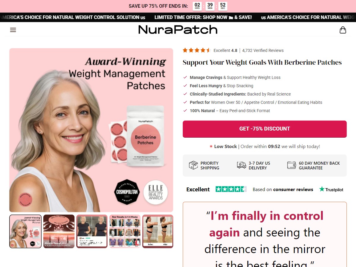NuraPatch Berberine Patches ~ CTC $29.99 [US, DE, CA, AU, UK, FR, IL, +232 More]