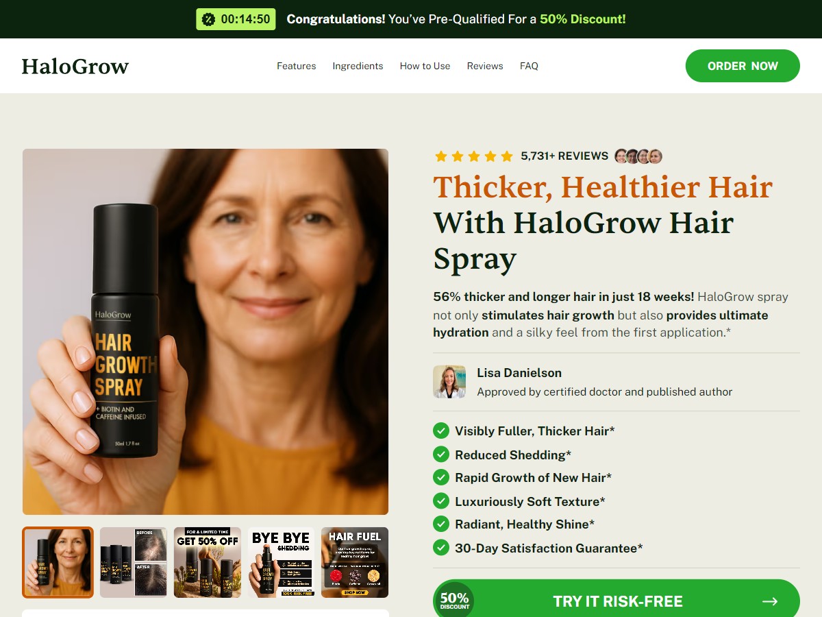 **HOT** HaloGrow - Hairspray {+Advertorial, DTC, Multi-Lang, Alt-Landers} (Event Tracking) [US, DE, CA, AU, UK, FR, IL, +233 More]