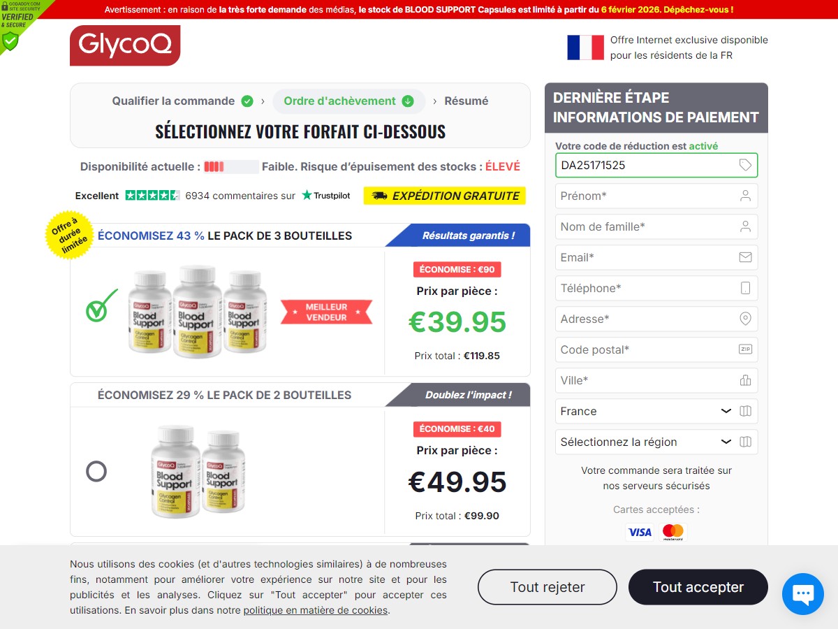 GlycoQ Blood Support Capsules ~ Low CTC - DTC [FR, CH, BE, LU]
