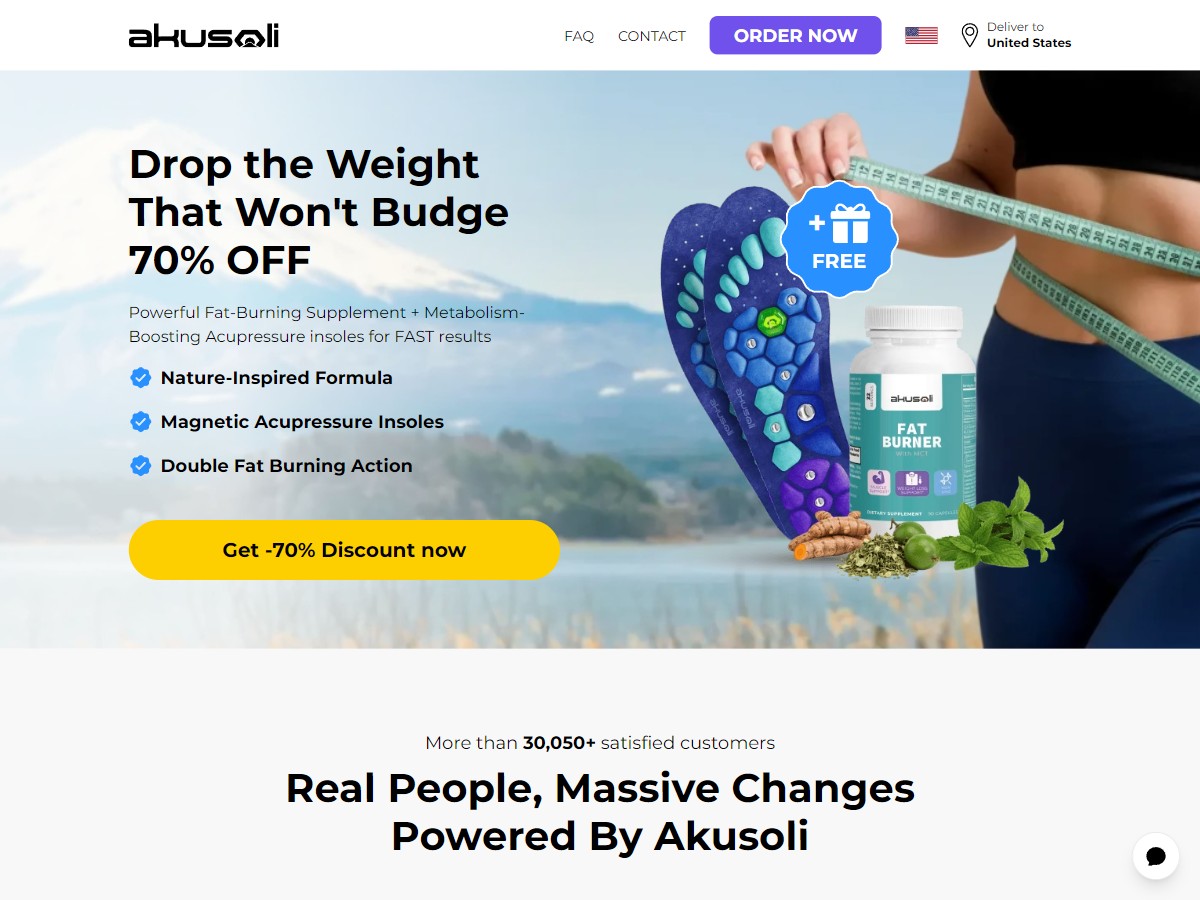 Akusoli Fat Burner Supplement ~ Subscribtion + Shoes Insoles Free [US]