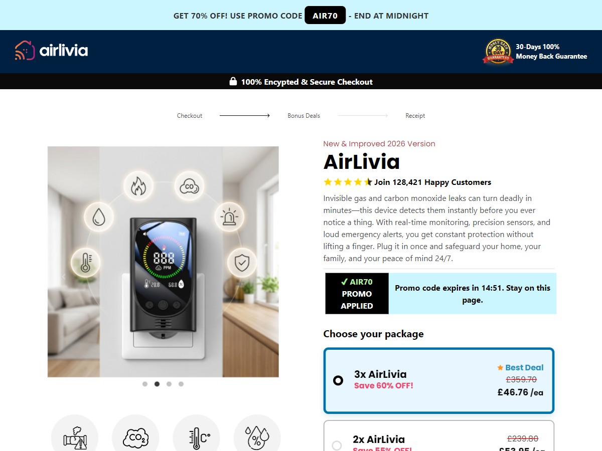 AirLivia Carbon Monoxide Detector  ~ CTC £59.95 [UK]