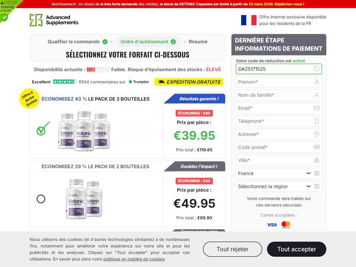 KETONIC Keto Capsules ~ Low CTC - DTC [FR, CH, BE, LU]