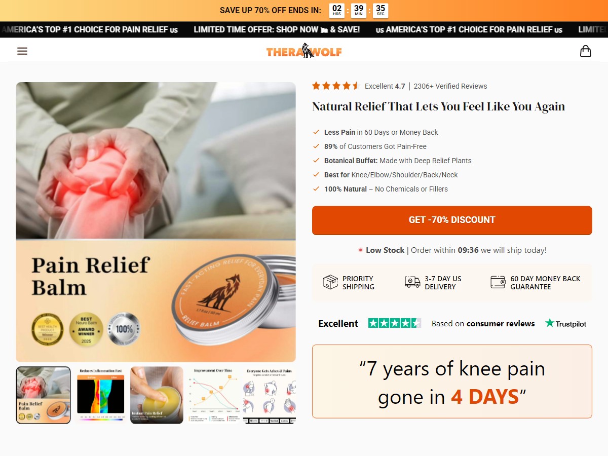 **HOT** TheraWolf Pain Relief Balm - Subscription ~ CTC $29.96 [US, DE, CA, AU, UK, FR, IL, +232 More]