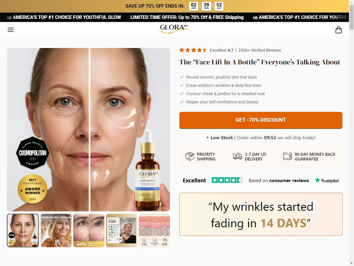**NEW** GloraMD - Face Lift Serum ~ CTC $49.99 [US, DE, CA, AU, UK, FR, IL, +232 More]