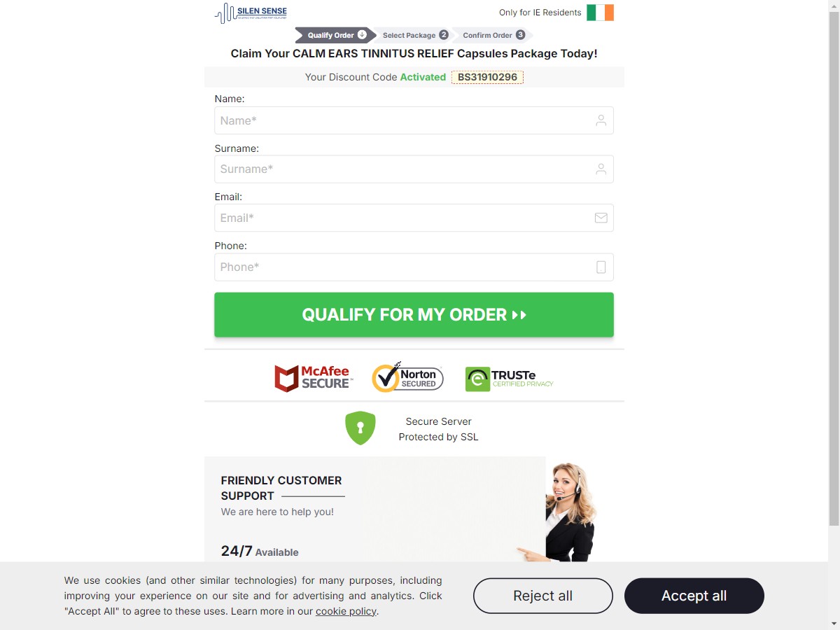 **NEW** Calm Ears Tinnitus Relief Capsules ~ Low CTC - DTC [IE]