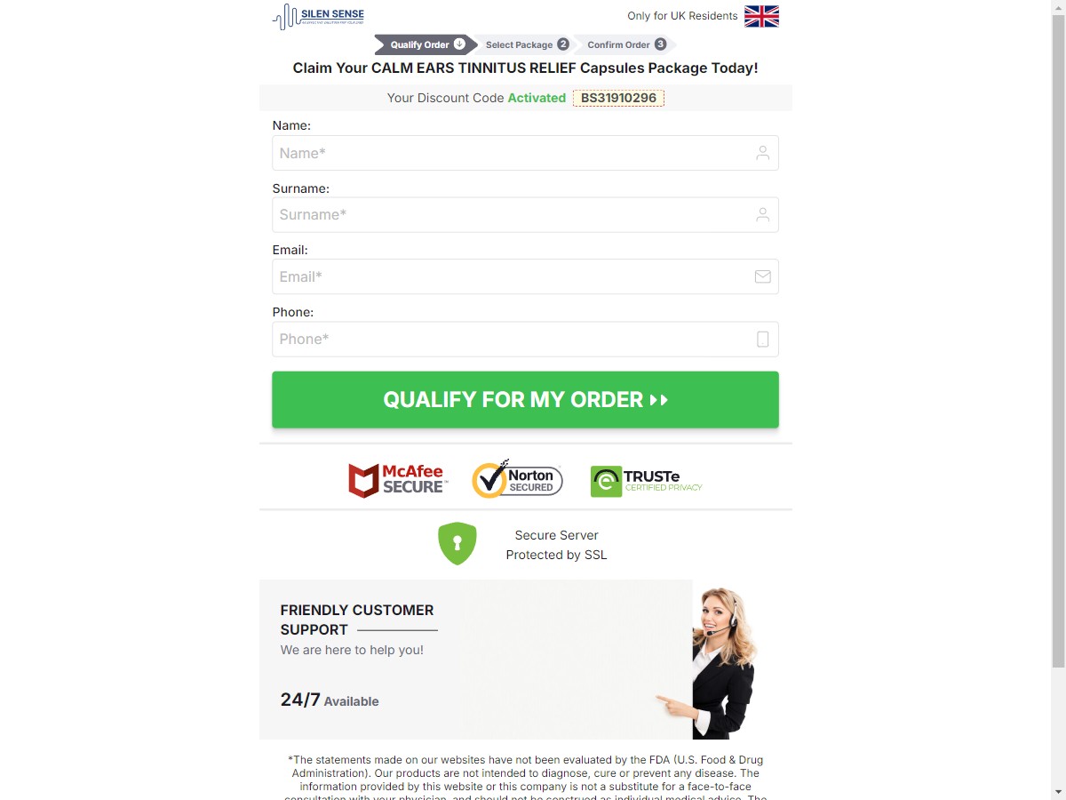 **NEW** Calm Ears Tinnitus Relief Capsules ~ Low CTC - DTC [UK]