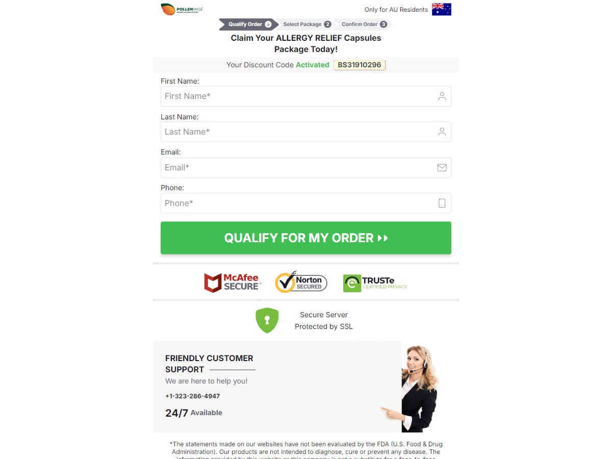 **NEW** POLLENWISE Allergy Relief+ ~ DTC [AU]
