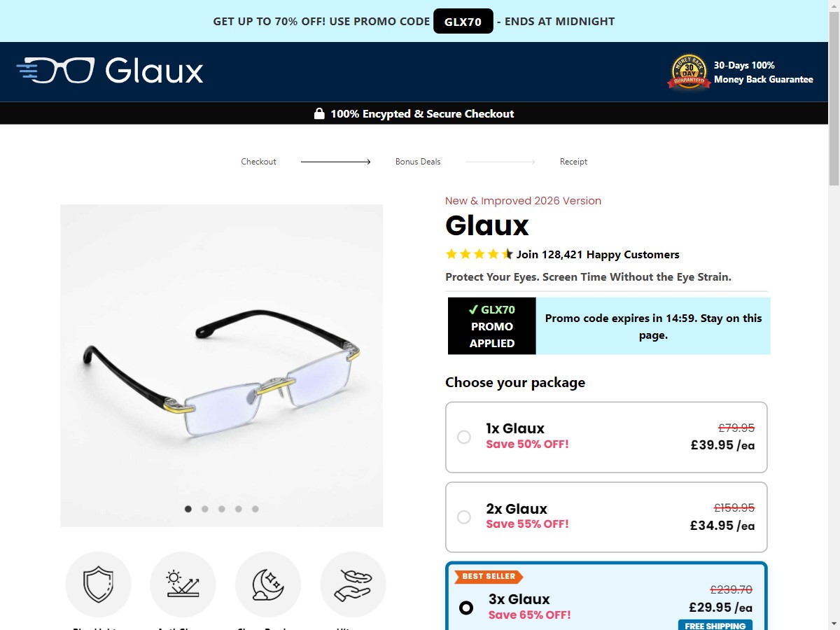 Glaux - Blue Filter Glasses ~ CTC £39.95 [UK]
