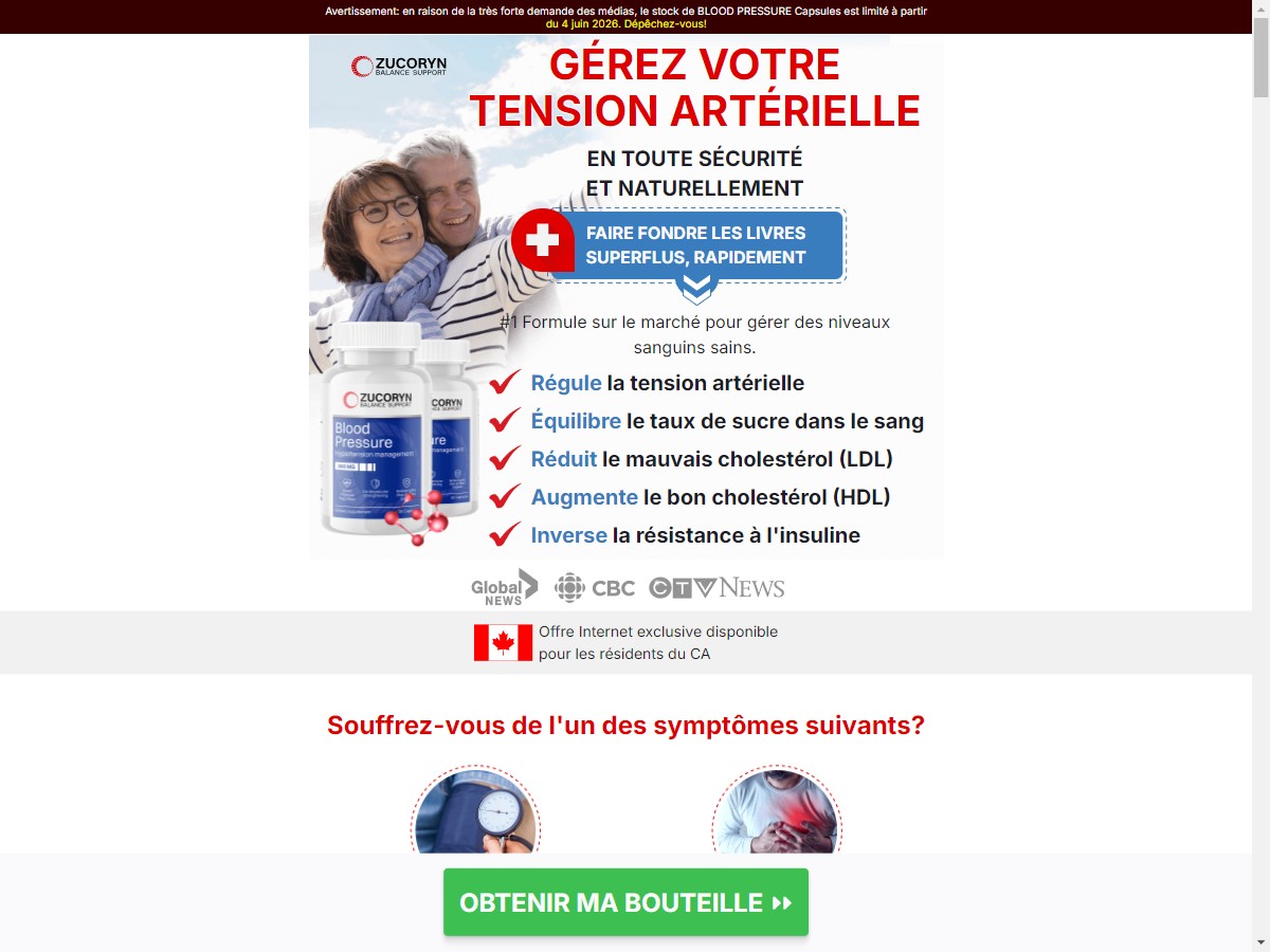 **NEW** ZUCORYN Blood Pressure ~ French [CA]