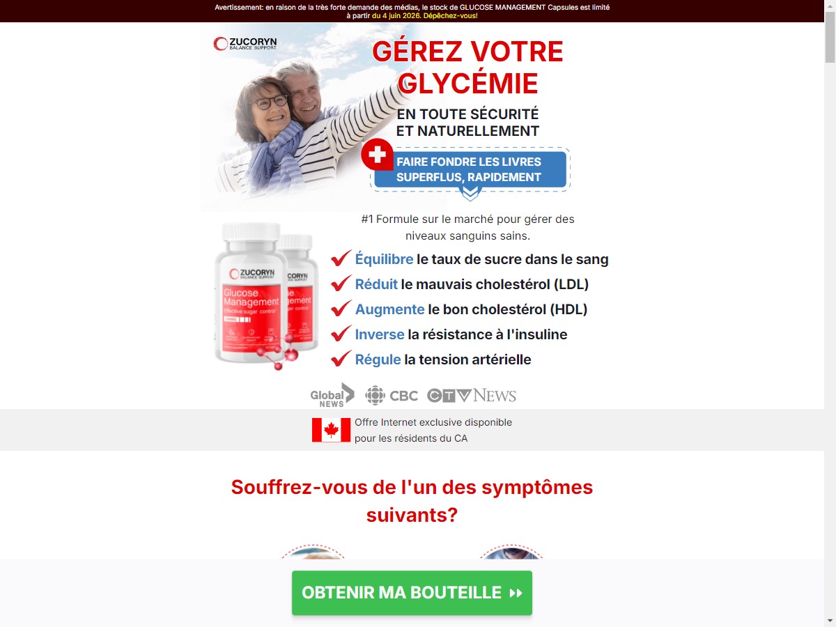 **NEW** ZUCORYN Glucose Managemen ~ French [CA]
