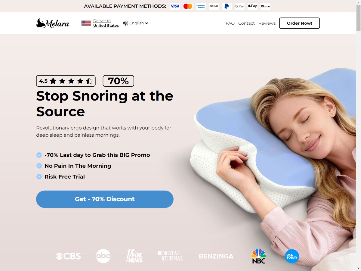 **NEW** Melara Max - Memory Foam Pillow [US, DE, CA, AU, GB, FR, NZ, +17 More]