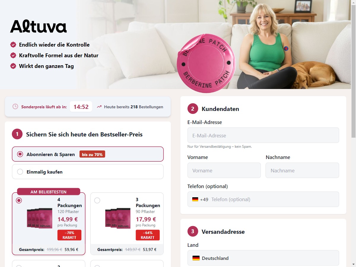 **NEW** Altuva - Berberine Patches [DE, FR, AT, CH, IT, SE, DK, +7 More]