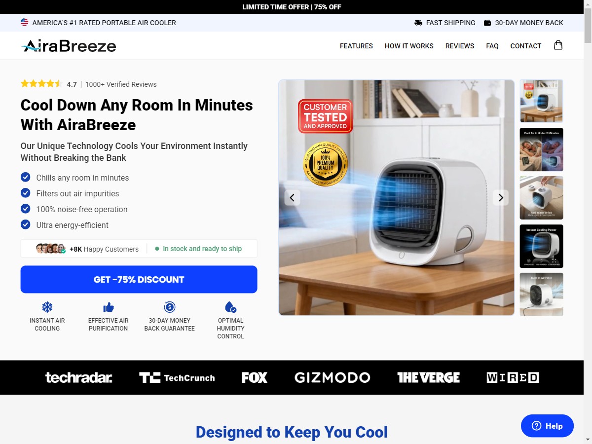 **NEW** AiraBreeze Mini Portable Cooler ~ UPDATED - CTC $59.99 [US, DE, CA, AU, UK, FR, IL, +232 More]