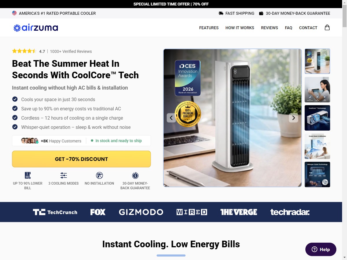 **NEW** AirZuma Portable AC ~ CTC $99.99 [US, DE, CA, AU, UK, FR, IL, +232 More]