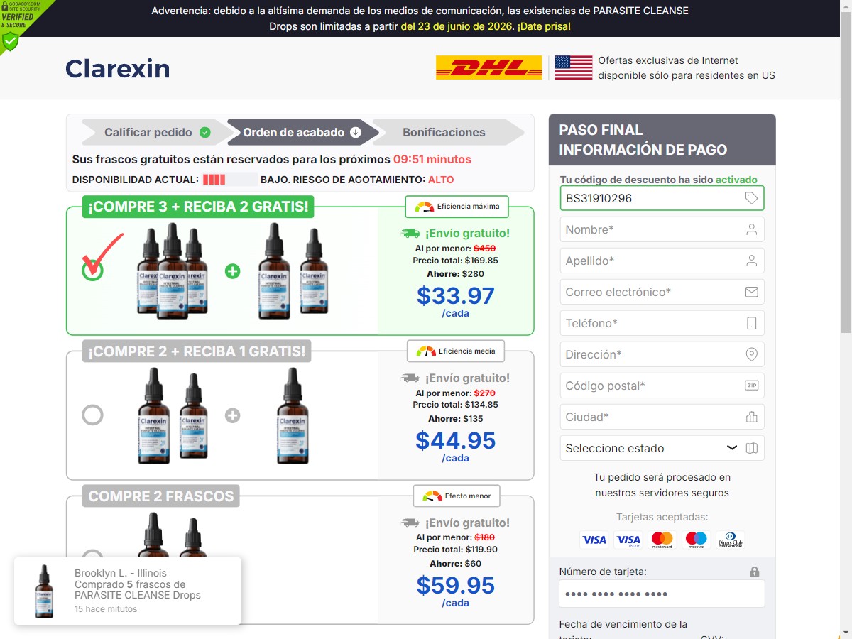 **NEW** Clarexin Intestinal Parasite Cleanse ~ Spanish - DTC [US]