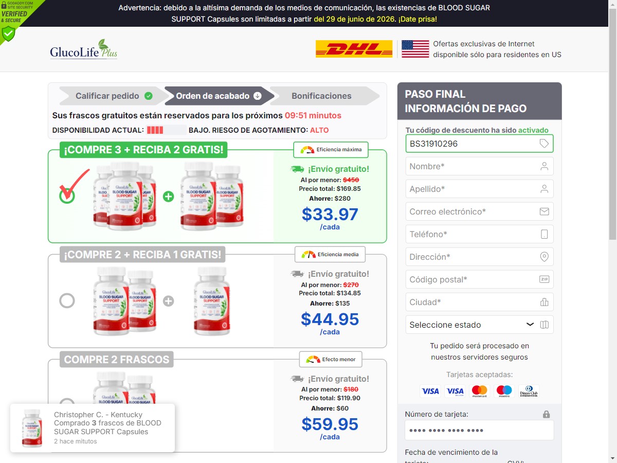 GlucoLife+ Blood Sugar Support ~ Spanish - DTC [US]