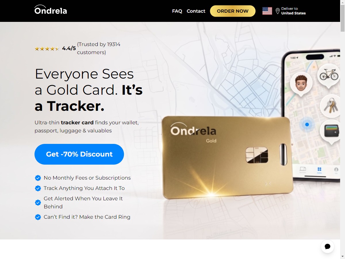 **HOT** Ondrela - Smart Tracker [US, DE, CA, AU, UK, FR, IL, +44 More]