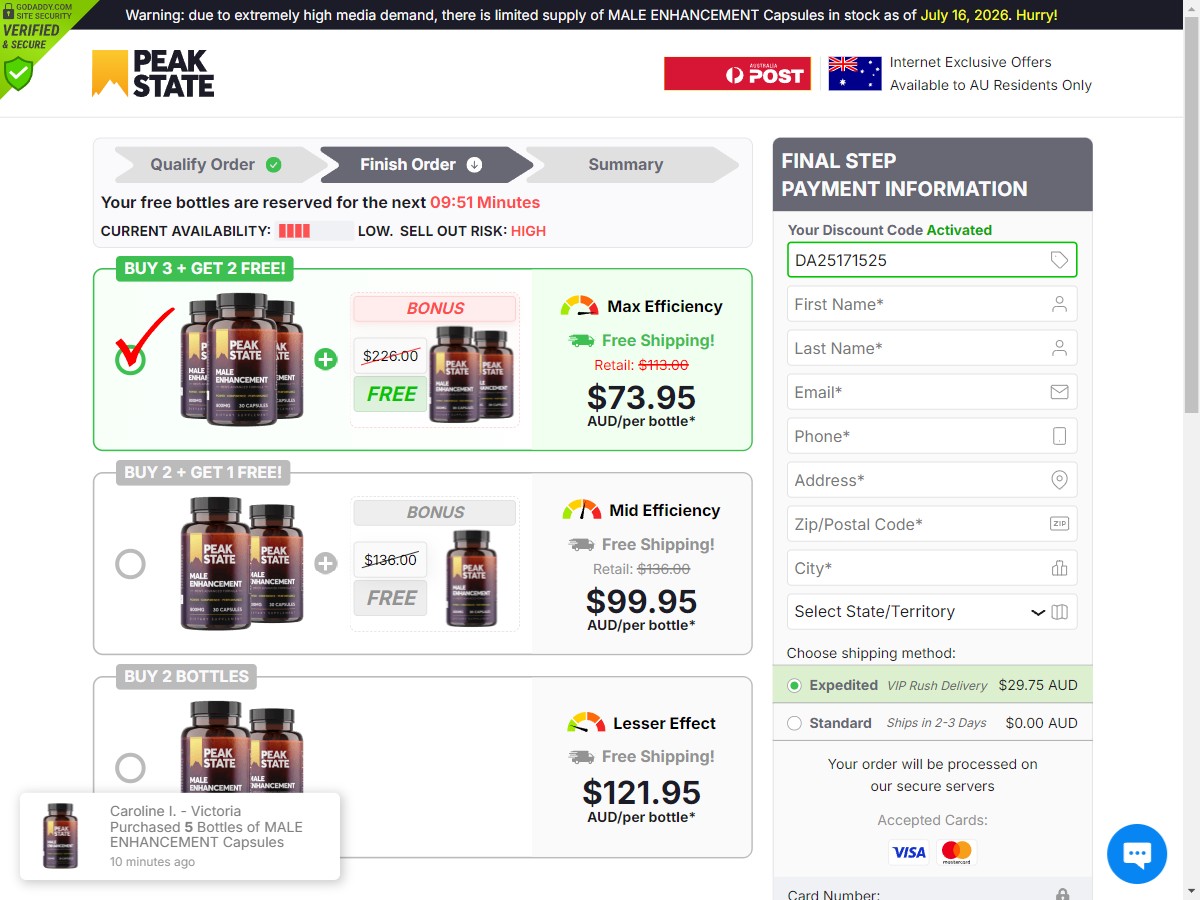 **NEW** PEAK STATE Male Enhancement Capsules ~ DTC [AU]