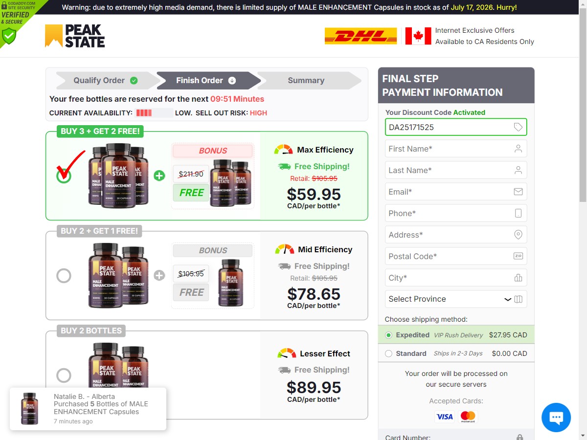 **NEW** PEAK STATE Male Enhancement Capsules ~ DTC [CA]