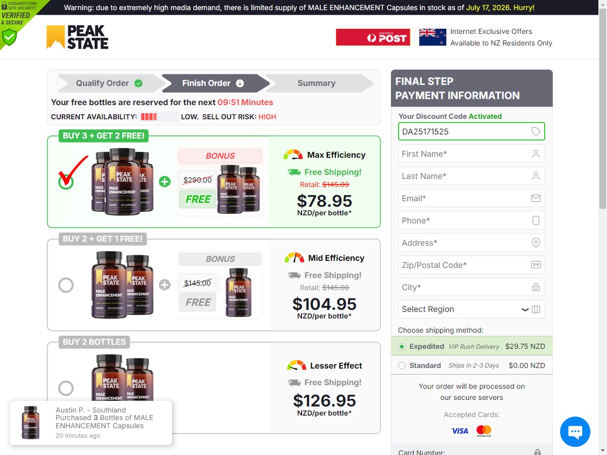**NEW** PEAK STATE Male Enhancement Capsules ~ DTC [NZ]