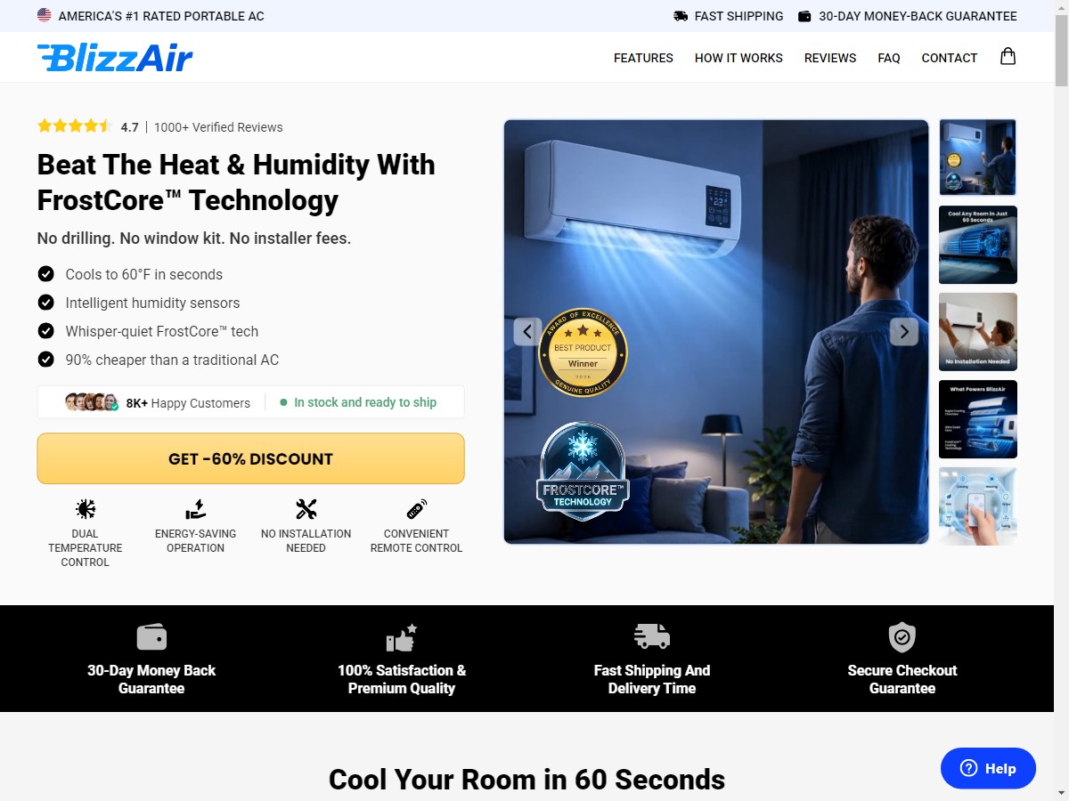 **NEW** BlizzAir - Portable AC ~ CTC $137.99 [US, DE, CA, AU, UK, FR, IL, +229 More]