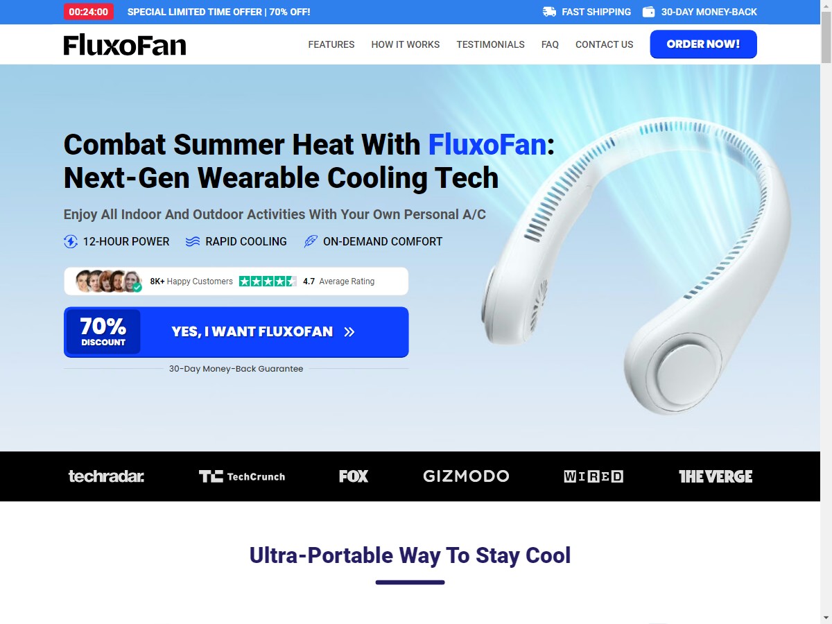 **NEW** FluxoFan - Neck Fan ~ CTC $49.99 [US, DE, CA, AU, UK, FR, IL, +229 More]