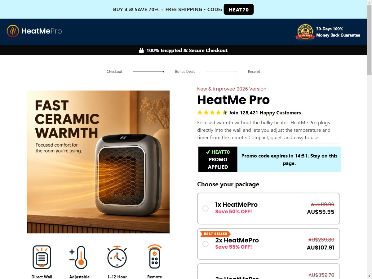 **NEW** HeatMe Pro - Portable Heater ~ CTC A$59.95 [AU]